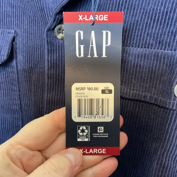 Gap Corduroy shirt mens xlarge ecliplse blue NWT - Picture 2 of 6